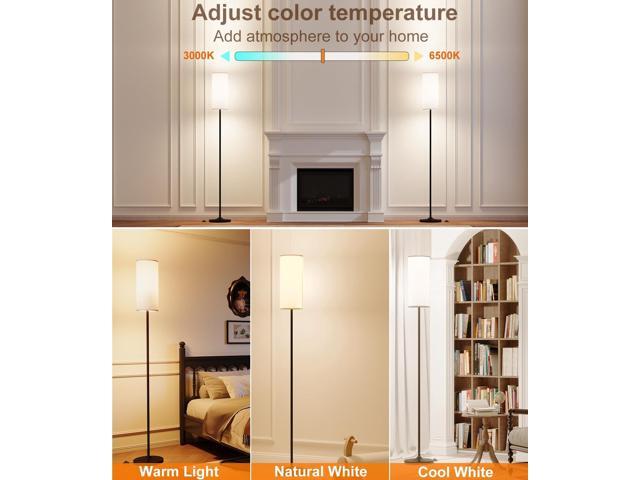 luckystyle LED Floor Lamp for Living Room, Dimmable Standing Lamps with Foot Switch,Remote Custom Color Temperature Black Pole Lamp with...