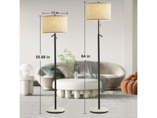 GyroVu Marble Floor Lamp, Adjustable Height Standing Lamp with Marble Base Tall Lamp with Pull Chain Switch Floor Lamps for Living Room, Bedroom &...