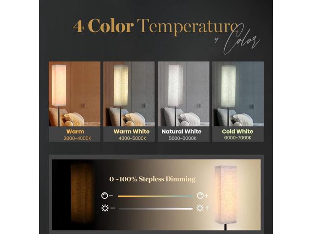 Floor Lamp for Bedroom Living Room Office with Remote Control Modern Living Room LED 4 Color Temperature & Stepless Dimmer, Standing Elegant Lamp...