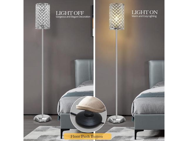 GyroVu Crystal Floor Lamp, Elegant Standing Lamp Modern Floor Lamp Silver Finish Tall Pole Lamp Accent Light with On/Off Foot Switch for Living...