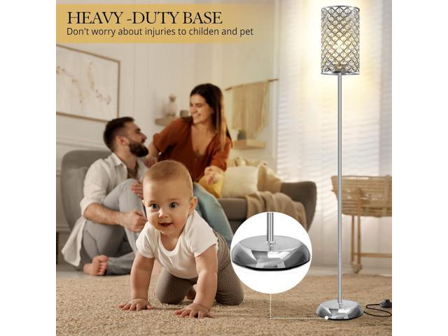 GyroVu Crystal Floor Lamp, Elegant Standing Lamp Modern Floor Lamp Silver Finish Tall Pole Lamp Accent Light with On/Off Foot Switch for Living...