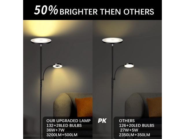 Floor Lamp, Upgraded 42W 4000LM Super Bright LED Floor Lamp for Living Room Bedroom, Dimmable Standing Reading Floor Lamps with Remote & Touch Control