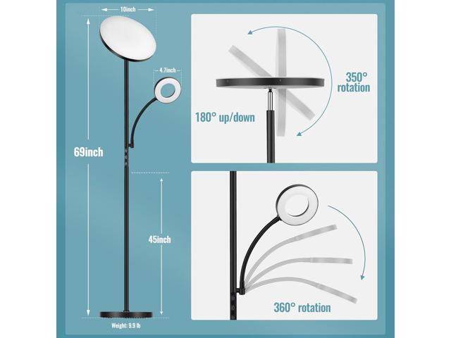 Floor Lamp, Upgraded 42W 4000LM Super Bright LED Floor Lamp for Living Room Bedroom, Dimmable Standing Reading Floor Lamps with Remote & Touch Control