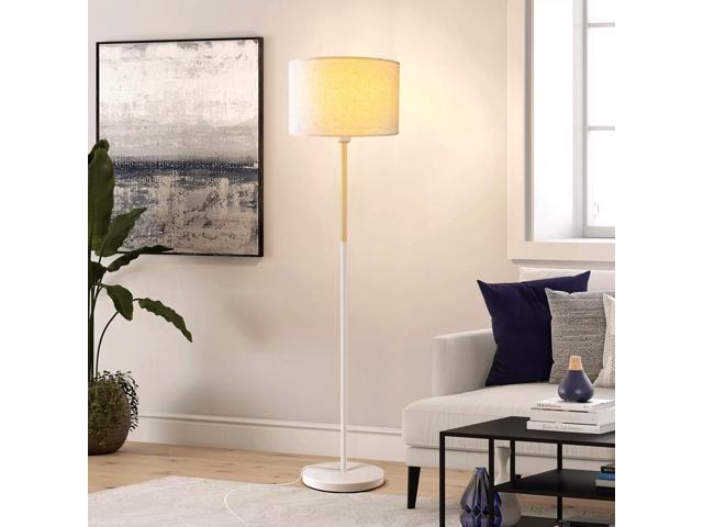 Modern Floor Lamp for Living Room Traditional Farmhouse Floor Lamps Mid-Century Pole Lamp with Linen Lamp Shade, Standing Tall Floor Lamps for...