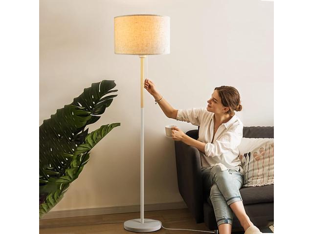 Modern Floor Lamp for Living Room Traditional Farmhouse Floor Lamps Mid-Century Pole Lamp with Linen Lamp Shade, Standing Tall Floor Lamps for...