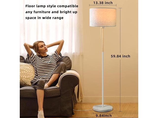 Modern Floor Lamp for Living Room Traditional Farmhouse Floor Lamps Mid-Century Pole Lamp with Linen Lamp Shade, Standing Tall Floor Lamps for...