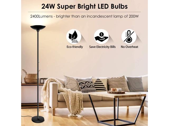 BoostArea Torchiere Floor Lamp, 30W Super Bright LED Standing Lamp, Stepless Dimmable Pole Lamp with 3000K Lighting, Rotary Switch, 70 Inch Tall...