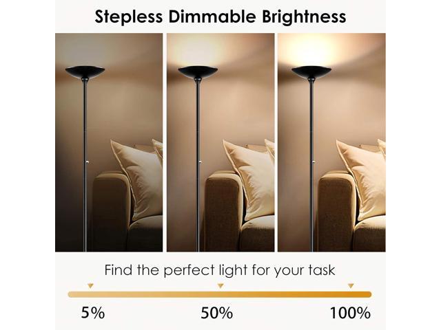 BoostArea Torchiere Floor Lamp, 30W Super Bright LED Standing Lamp, Stepless Dimmable Pole Lamp with 3000K Lighting, Rotary Switch, 70 Inch Tall...