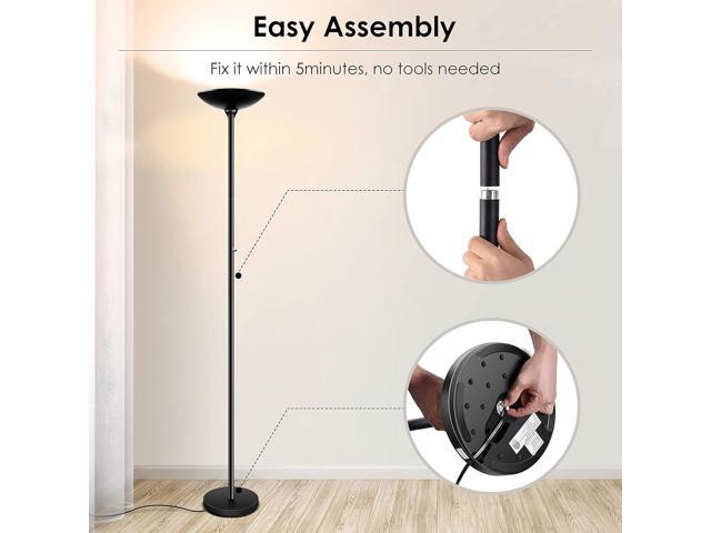 BoostArea Torchiere Floor Lamp, 30W Super Bright LED Standing Lamp, Stepless Dimmable Pole Lamp with 3000K Lighting, Rotary Switch, 70 Inch Tall...