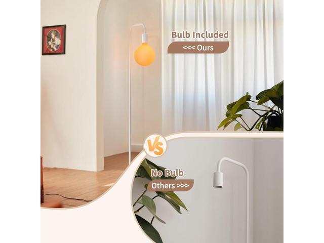 ONEWISH Floor Lamp for Living Room - Minimalist Standing Lamp with Modern LED Bulb, White Frosted Globe Glass 6', 1800K Warm Ambiant Lighting...