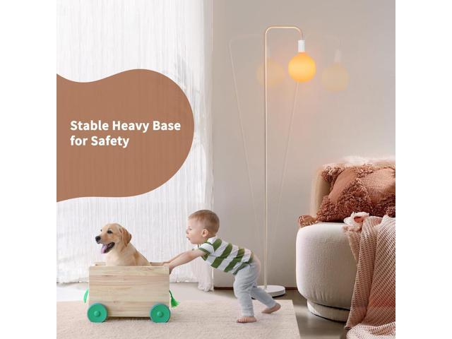 ONEWISH Floor Lamp for Living Room - Minimalist Standing Lamp with Modern LED Bulb, White Frosted Globe Glass 6', 1800K Warm Ambiant Lighting...