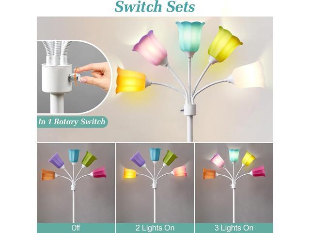 GyroVu Medusa LED Floor Lamp, Multi Head Modern Tall Lamp with Adjustable Gooseneck Standing Lamps for Living Room Bedroom Kids Room Office 6 Color...