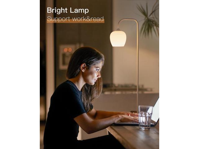 ONEWISH White Floor Lamp-Modern Standing Lamp for Living Room Bedroom, Opal Glass Lamp Shade, LED Bulb Included, for Reading Office, Simple Design...