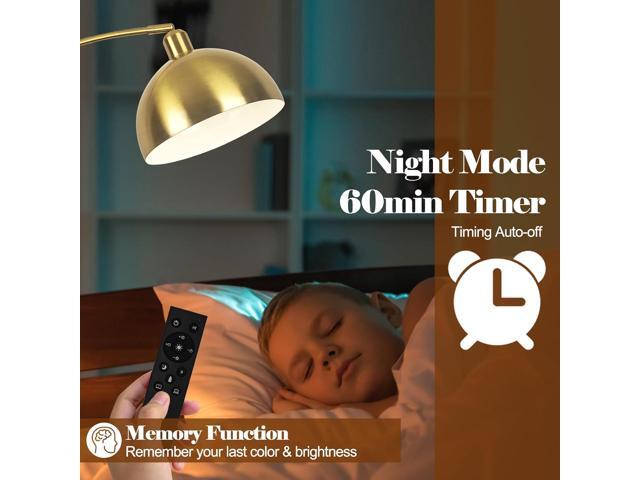 Upgraded Arc Floor Lamps for Living Room - Stepless Dimmable Gold Tall Lamp with Remote Control & Color Temperature 9W LED Bulb, Over Couch Arched...
