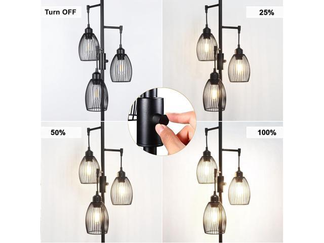 68 Dimmable Floor Lamp, 3 x 800LM LED Edison Bulbs Included, Industrial Floor Lamps for Living Room, Rustic Tall Lamps Standing Lamp for Bedrooms...
