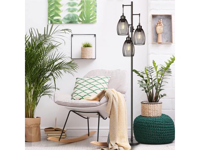 68 Dimmable Floor Lamp, 3 x 800LM LED Edison Bulbs Included, Industrial Floor Lamps for Living Room, Rustic Tall Lamps Standing Lamp for Bedrooms...