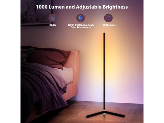 RGB Corner Floor Lamp, Bluetooth APP and Remote Control Music Sync LED Modern Floor Lamp for Living Room, Light Timing, 398 Dimmable Modes, 64.5'...