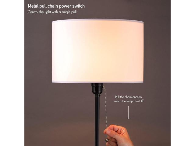 OBright Ted - Drum Shade Standing Lamp, Pull Chain Switch, E26 Socket, Modern Minimalist Design, Simple Floor Lamp for Living Room, Bedroom,...