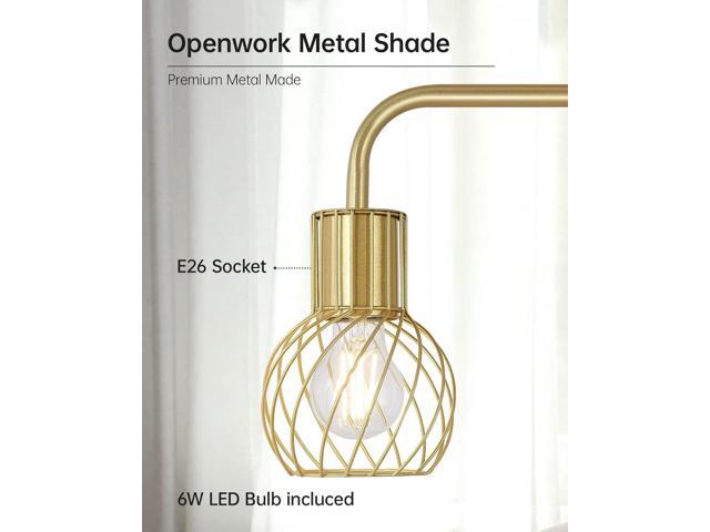 Brass Gold Floor Lamp for Living Room, Modern Industrial Standing Lamp with 6W LED Bulb, Foot Switch, Metal Tall Stand Up Lamp, Minimalist...