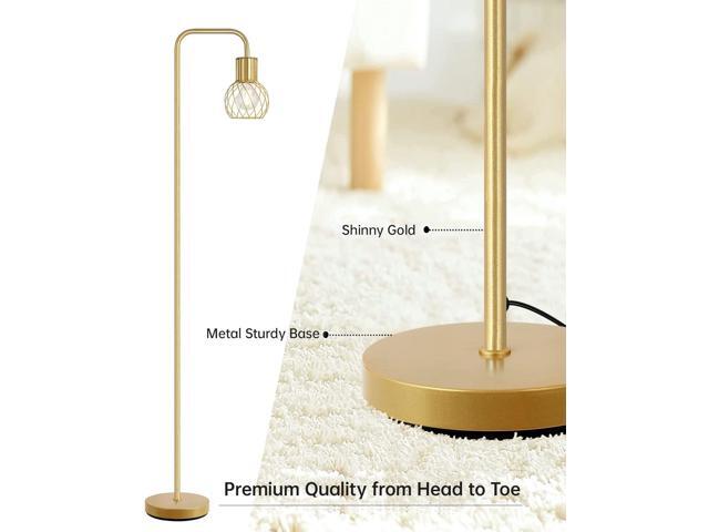Brass Gold Floor Lamp for Living Room, Modern Industrial Standing Lamp with 6W LED Bulb, Foot Switch, Metal Tall Stand Up Lamp, Minimalist...