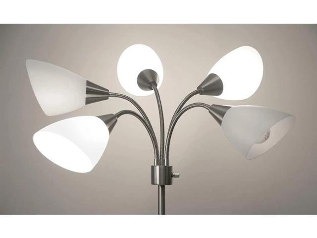 Adesso 7205-22 Multi-White Shade Floor Lamp, Adjustable Gooseneck Arms, Silver