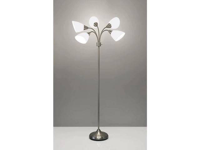Adesso 7205-22 Multi-White Shade Floor Lamp, Adjustable Gooseneck Arms, Silver