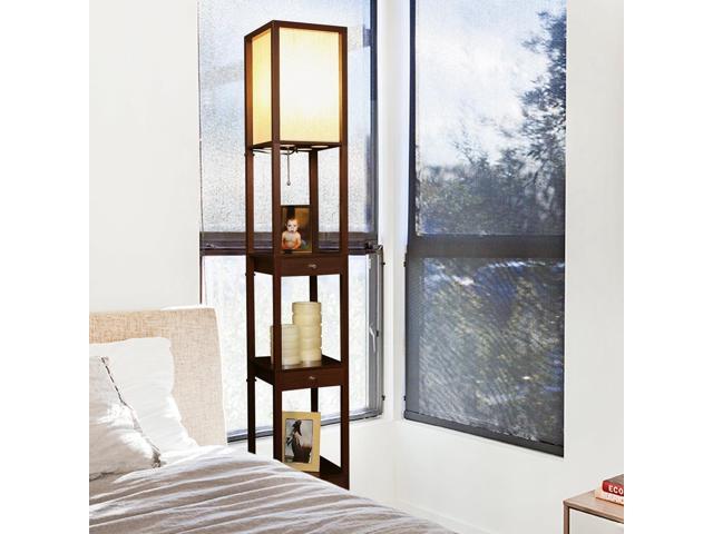 Brightech Maxwell Drawer Edition - Modern Shelf Floor Lamp with Drawer - Corner Display Floor Lamps with Shelves for Living Room, Bedroom and...