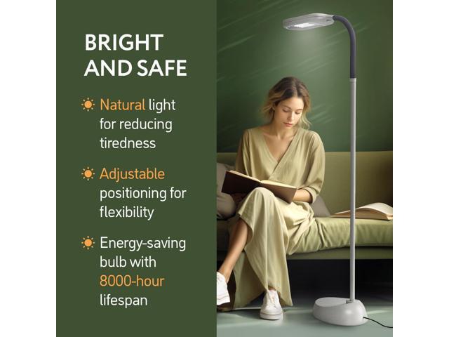 Kenley Natural Daylight Floor Lamp - Craft Light Floor Standing for Reading, Crafting, Sewing - Adjustable Gooseneck - Task Lamps for Living Room,...