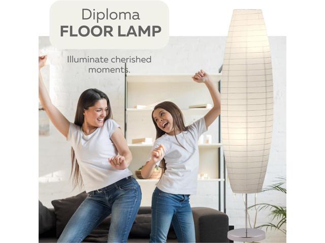 LIGHTACCENTS Rice Paper Floor Lamp 59-Inches Tall - Japanese Decor Standing Lamps for Bedrooms with White Paper Shade - Floor Lamps for Living Room...