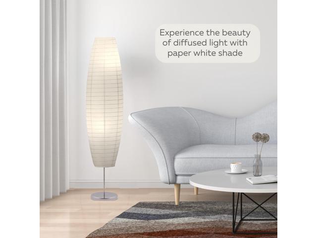 LIGHTACCENTS Rice Paper Floor Lamp 59-Inches Tall - Japanese Decor Standing Lamps for Bedrooms with White Paper Shade - Floor Lamps for Living Room...