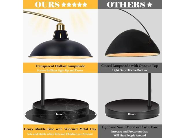 Arc Floor Lamp for Living Room, Marble Base Standing Lamp - Black Gold Floor Lamps with 360° Rotatable Arm, Industrial Tall Lamp Metal Material,...