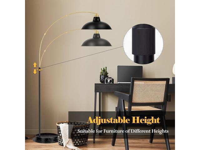 Arc Floor Lamp for Living Room, Marble Base Standing Lamp - Black Gold Floor Lamps with 360° Rotatable Arm, Industrial Tall Lamp Metal Material,...