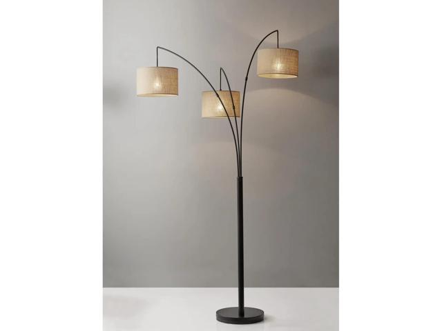 Adesso 4238-26 Trinity Arc Floor Lamp Antique Bronze FinisH, Beige Burlap . Home Decor Lamps and Light Fixtures, 82',3 Arm