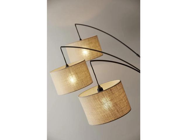 Adesso 4238-26 Trinity Arc Floor Lamp Antique Bronze FinisH, Beige Burlap . Home Decor Lamps and Light Fixtures, 82',3 Arm