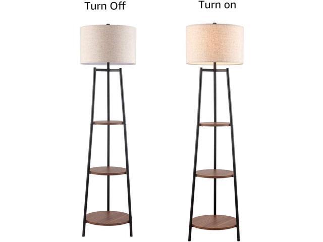 ROSEN GARDEN Floor Lamp, Standing Reading Light with Shelves and Fabric Shade, Modern Tall Pole Lamp, Accent Furniture Décor Lighting for Living...