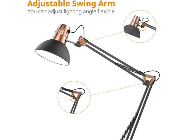 LEPOWER Floor Lamp, Metal Adjustable Reading Swing Arm Standing Lamp with Heavy Metal Base, Eye-Caring Reading/Pole Lamp with On/Off Switch for...