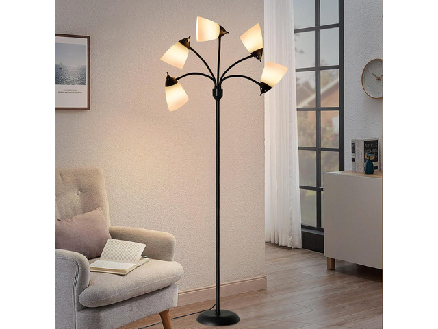 DINGLILIGHTING Floor Lamp Tall for Room: Flexible Gooseneck Floor Lamps Standing for Bedroom Home Office - Modern Floor Lights 5-Light