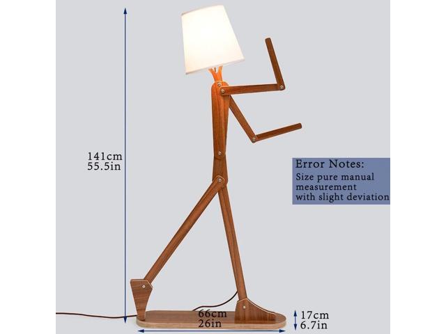 Cute Cool Floor Lamp for Living Room Bedroom Office Farmhouse - Corner Decorative Standing Reading Light Wood Swing Arm Design Gift for...