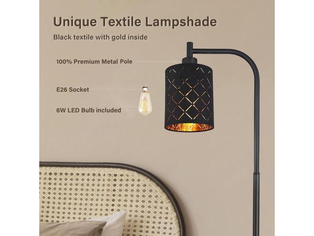 Gothic Floor Lamp with Laser-Cutout Lampshade, LED Standing Lamp for Living Room & Bedroom, 67 Inch Black Arc Modern Farmhouse Lamp with Foot...