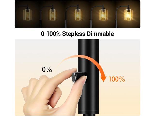 BoostArea Dimmable Modern Industrial Floor Lamp with Glass Shade, 6W LED Bulb Included, Bright for Living Room, Bedroom, Office