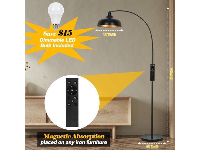 Arch Floor Lamps with Remote - Dimmable Floor Lamp 70, Black Tall Lamp with 360° Adjustable Hanging Metal Shade, Arc Lamps Floor Standing with 9W...