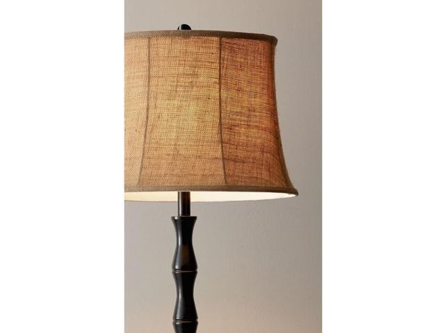 Adesso 1523-01 Stratton Floor Lamp, 62 in., 2 x 150 W Incandescent/CFL, Black/Brown, 1 Black Lamp