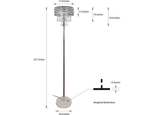 beaysyty Modern K9 Clear Glass Crystals Floor Lamp, On/Off Foot Switch, Crystal & Glass 3-Lights Standing Light, Reading Corner Lamp for Office...
