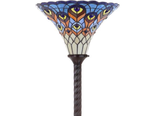JONATHAN Y JYL8006A Peacock Tiffany-Style 70' Torchiere LED Floor Lamp, Tiffany, Traditional, Art Nouveau Style, Office, Bedroom, Living Room,...