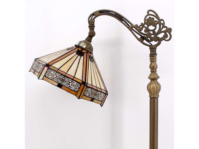 WERFACTORY Tiffany Floor Lamp Mission Hexagon Stained Glass Arched Lamp 12X18X64 Inches Gooseneck Adjustable Corner Standing Reading Light Decor...