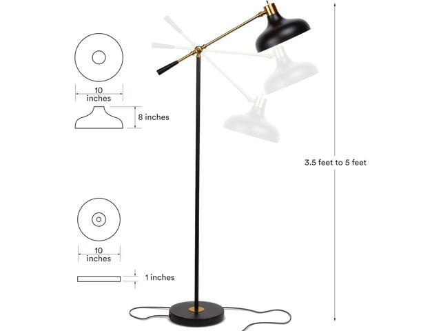 Brightech Wyatt 60 in. Classic Black Industrial 1-Light Height Adjustable LED Floor Lamp with Black Metal Bowl Shade FL-WYT-BLK