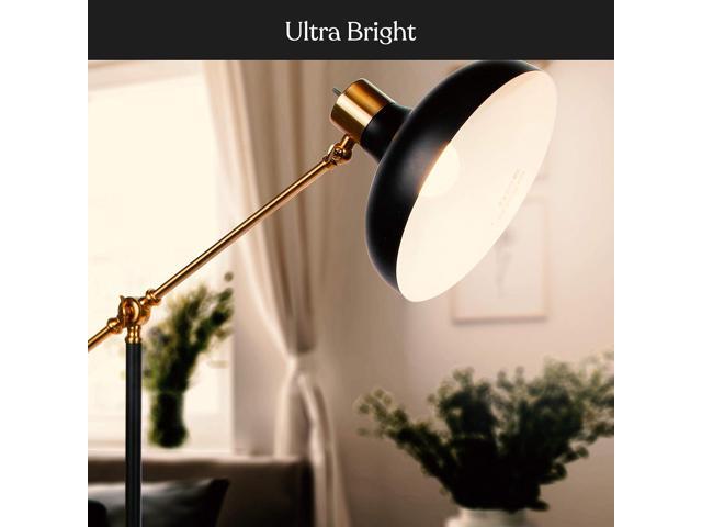 Brightech Wyatt 60 in. Classic Black Industrial 1-Light Height Adjustable LED Floor Lamp with Black Metal Bowl Shade FL-WYT-BLK
