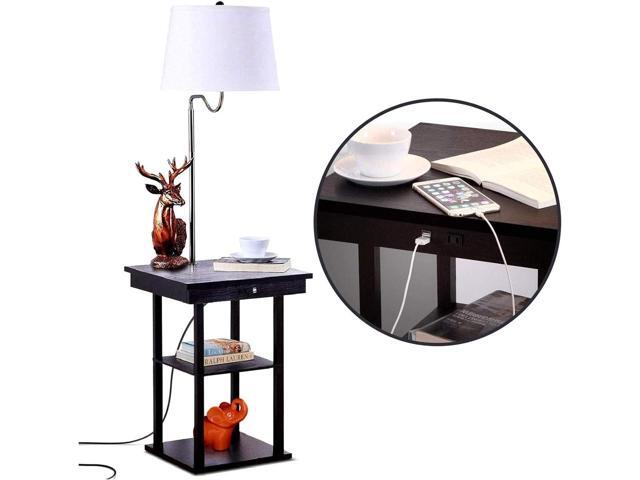 Brightech Madison Side Table with Lamp Combo with LED Bulb, Desk Lamp with USB Port, Bedside Reading Lamp, Modern End Table with Floor Lamp for...