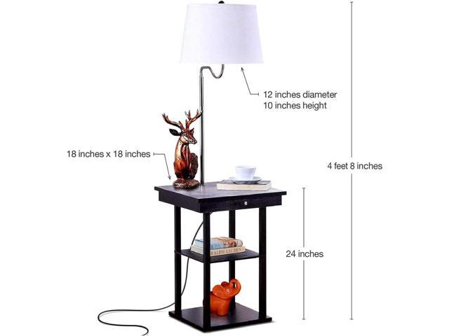 Brightech Madison Side Table with Lamp Combo with LED Bulb, Desk Lamp with USB Port, Bedside Reading Lamp, Modern End Table with Floor Lamp for...