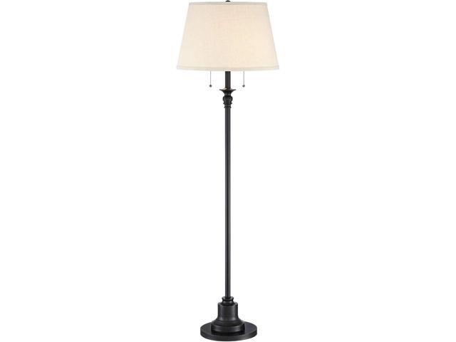360 Lighting Spenser Traditional Floor Lamp Standing Exquisite 58' Tall Oiled Bronze Brown Metal Thin Column Off-White Linen Fabric Empire Shade...